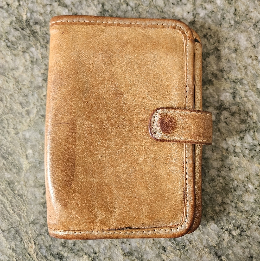 Erica Tanov Tan Shimmer 100% Leather Wallet Clutch
